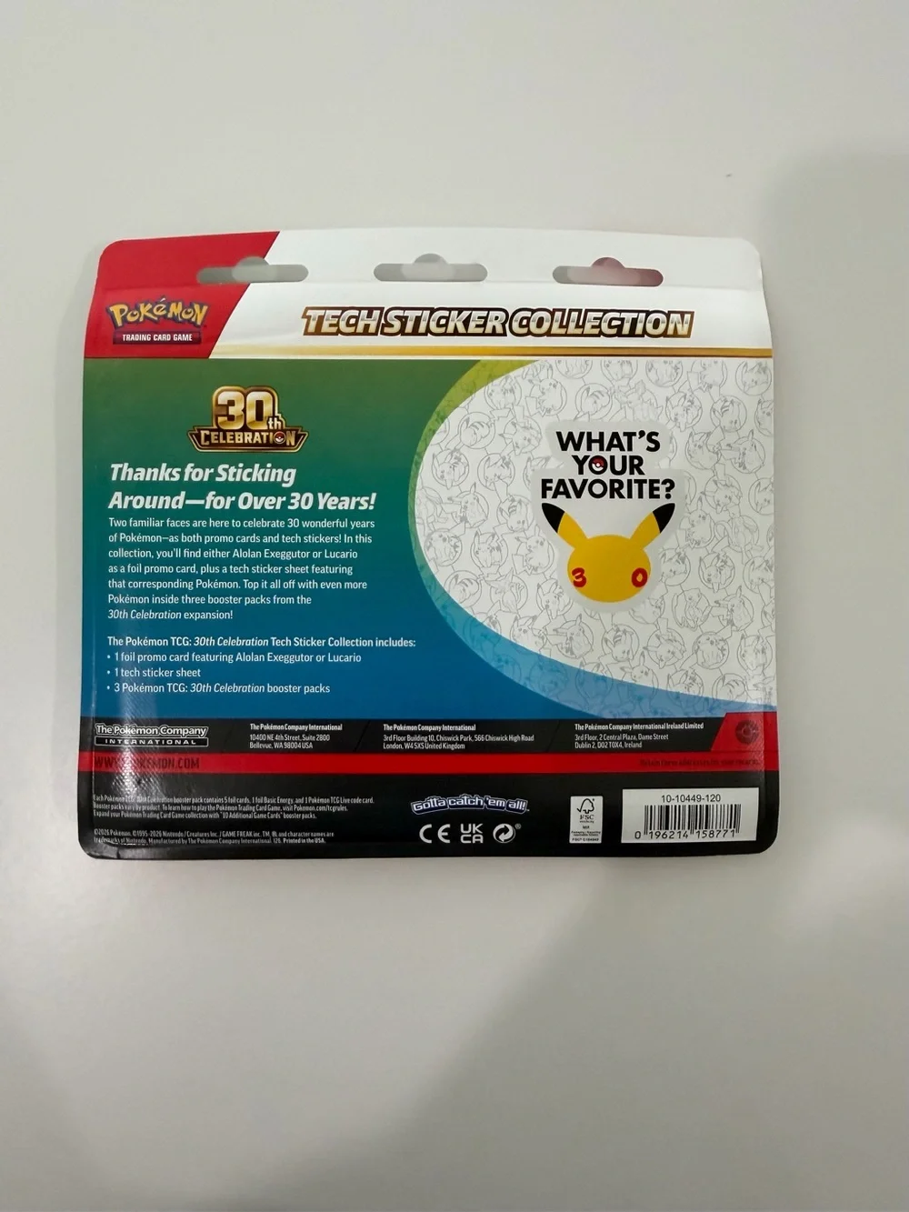 Brand New 30th Celebration Pokémon Tech Sticker Collection